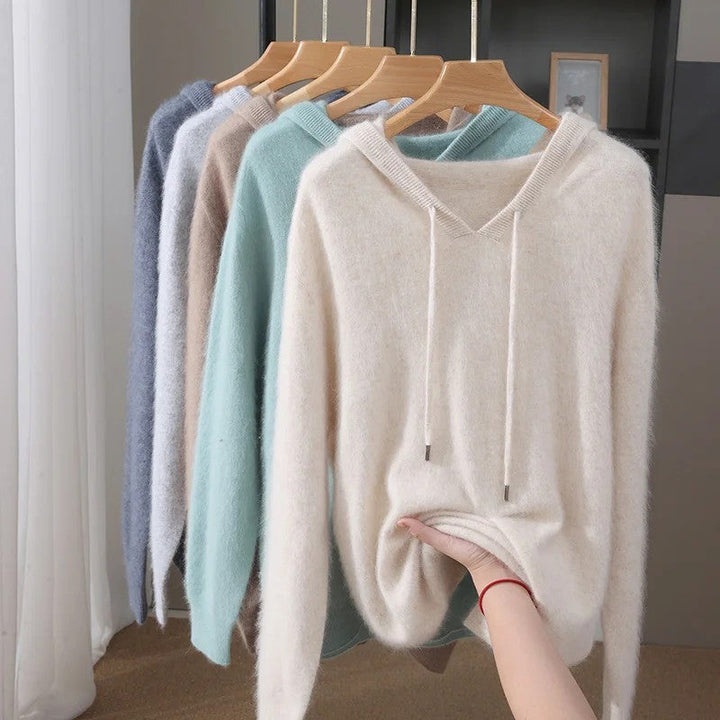 Fynch – Strick-Hoodie mit Kordelzug und Gerippten Bündchen