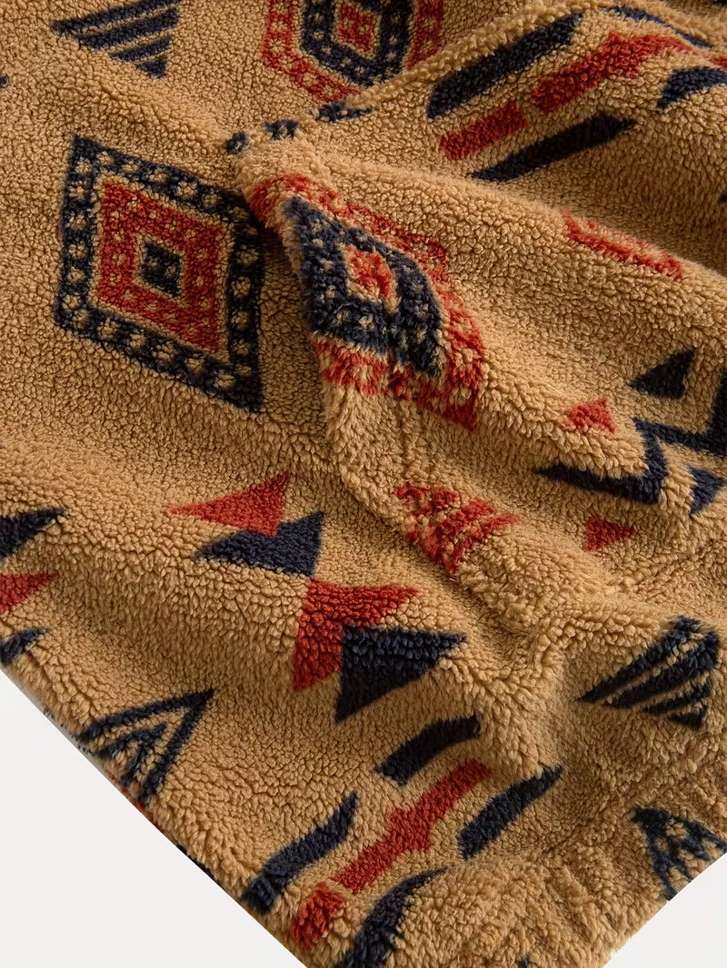 Witker – Plüsch-Sweatshirt Im Ethno-Stil Mit Stehkragen