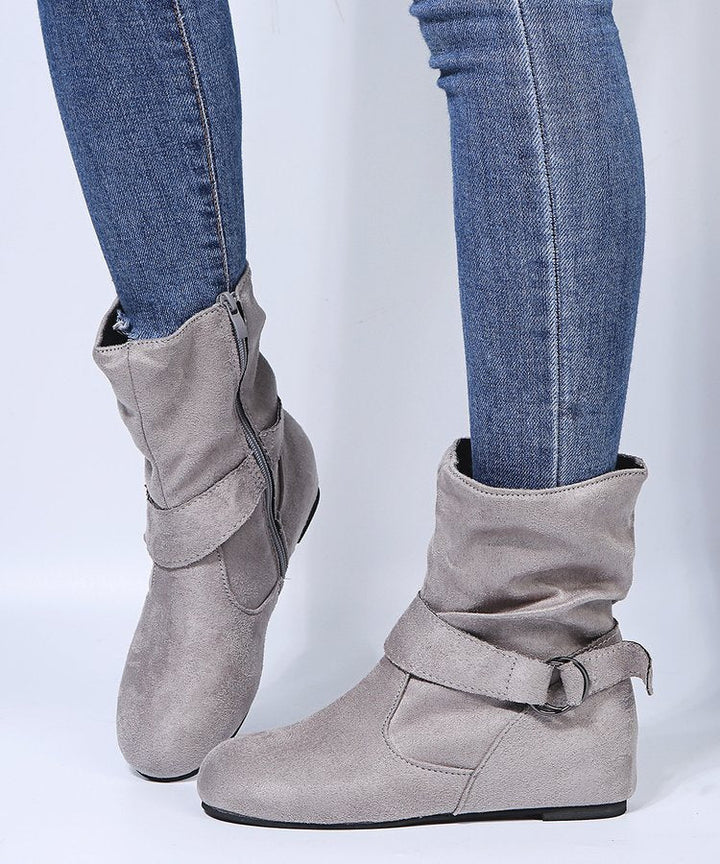 Erendyra – Stiefeletten mit Schnallenriemen Und Seitlichem Reißverschluss