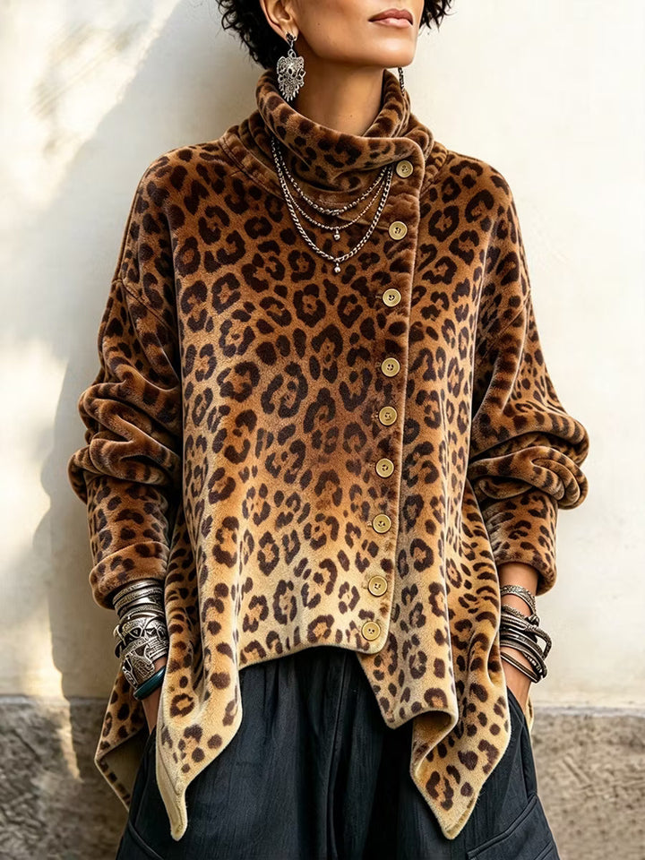 Lyrona – Langarm Bluse Mit Leoparden Muster