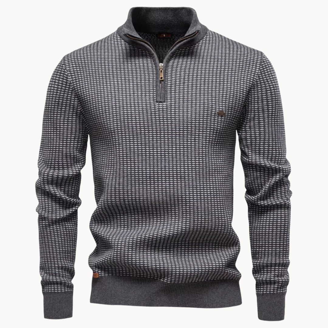 Limman – Pullover Aus Jacquard-Strick Mit Halbem Reißverschluss