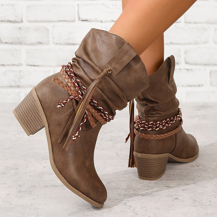 Asenath - Elegante Stiefel Mit Dickem Absatz Im Seil Schau