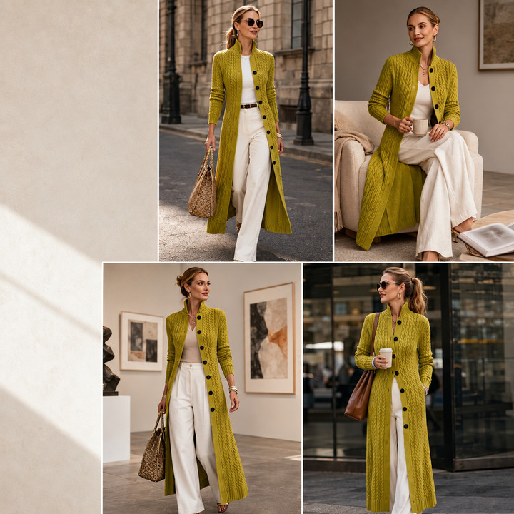 Noreena – Strickjacke mit Zopfmuster und Knopfleiste