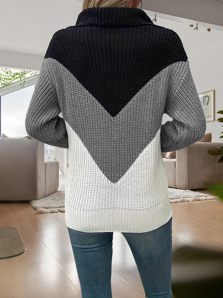 Fagina – Eleganter Strickpullover Mit Halbem Reißverschluss