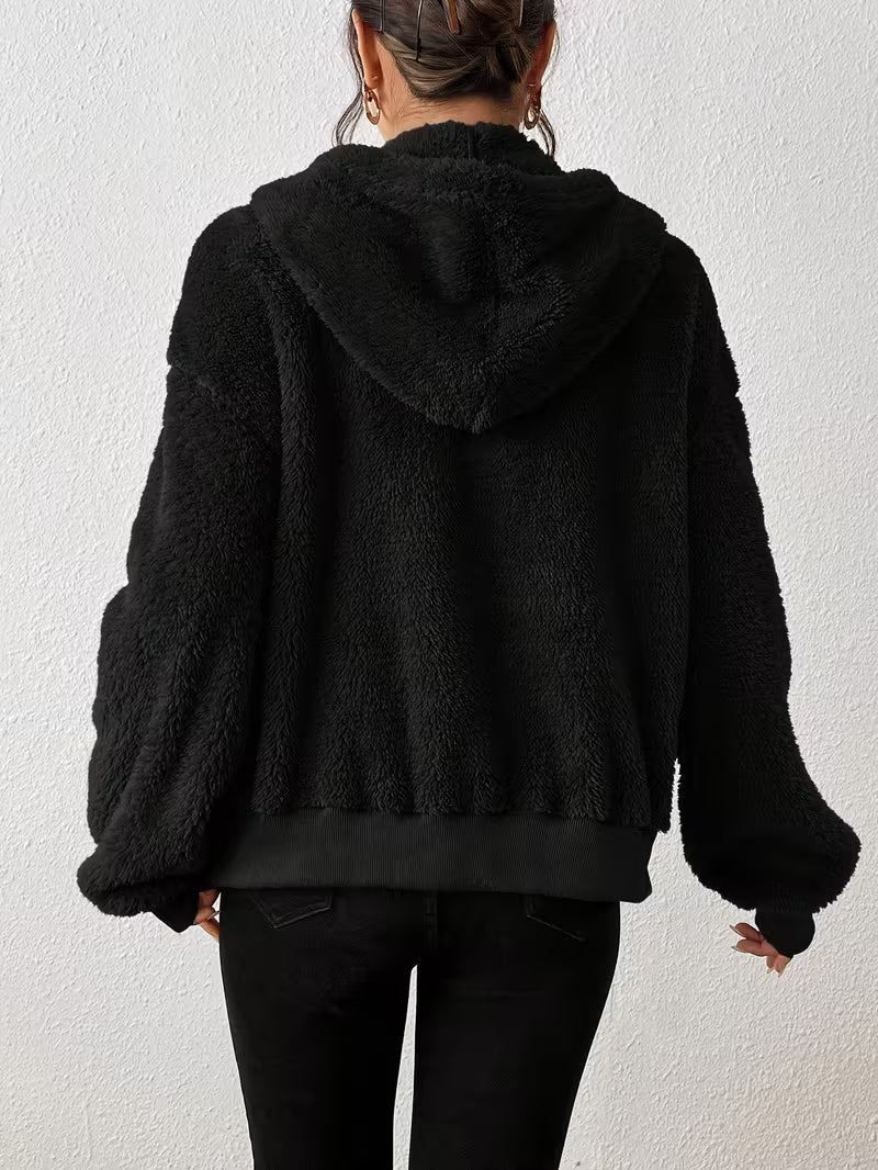 Keriana – Lässige, Warme Kapuzen Jacke Aus Flauschigem Fell
