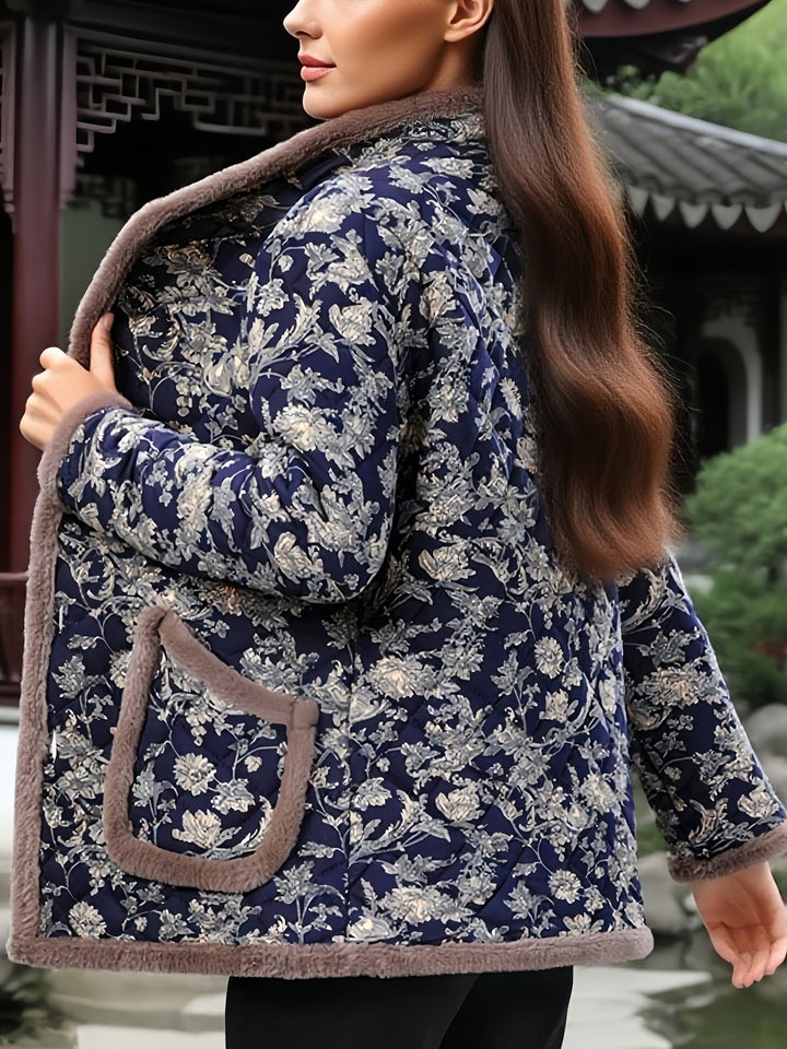 Mayte - Winter Jacke Mit Blumenmuster Und Knöpfen