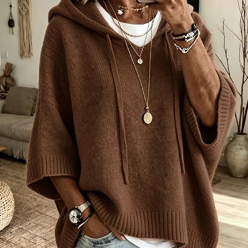 Kinala – Übergröße-Strick-Kapuzenpullover Mit Kordelzug