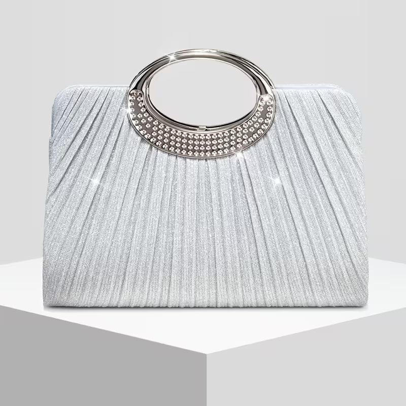 Lizzana – Glänzende, Runde, Plissierte Handtasche Mit Ringverschluss