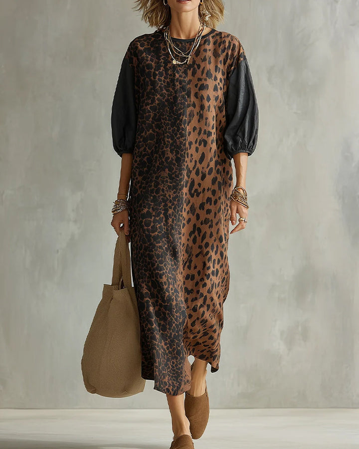 Jimina – Kleid mit Leopardenmuster und Puffärmeln