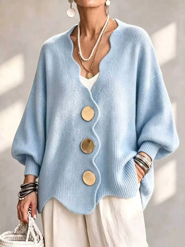 Gilian – Strickjacke Mit Knopfleiste Und Wellenrand
