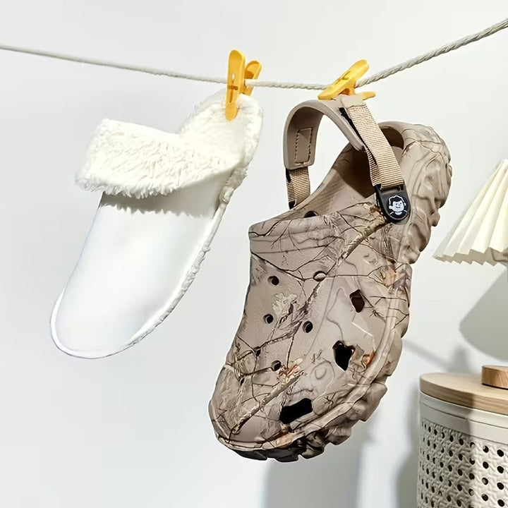 Sjoukje – Mit Fleece Gefütterte Clogs im Camouflage Schau mit Verstellbaren Riemen
