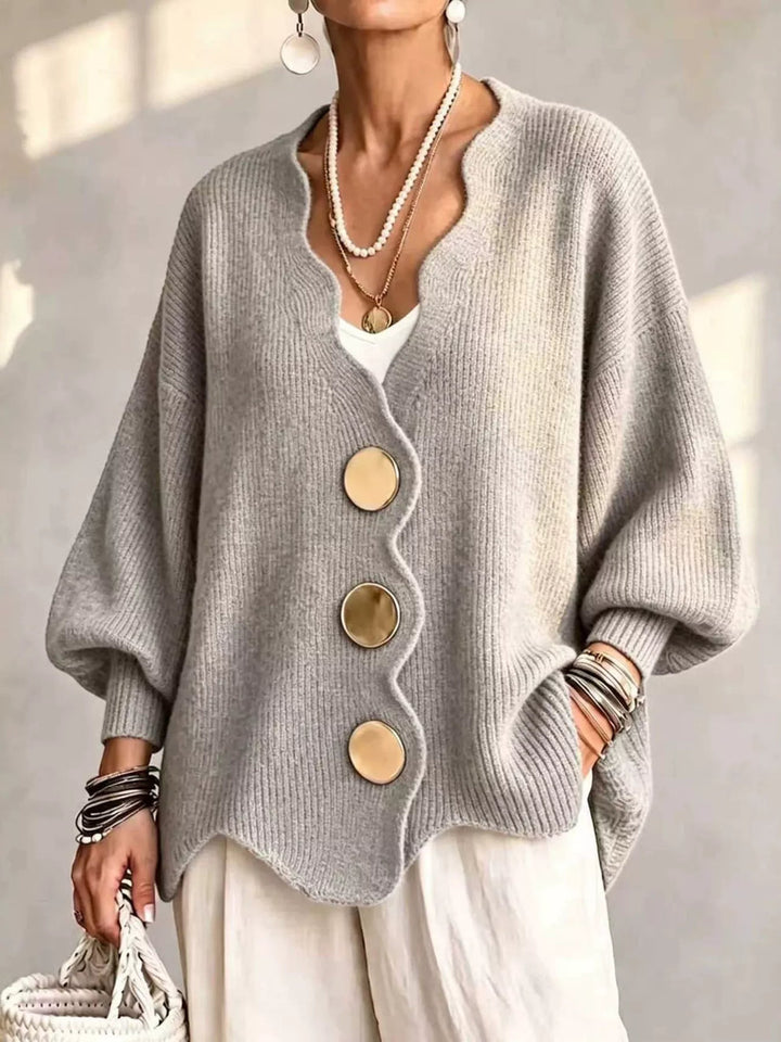 Gilian – Strickjacke Mit Knopfleiste Und Wellenrand