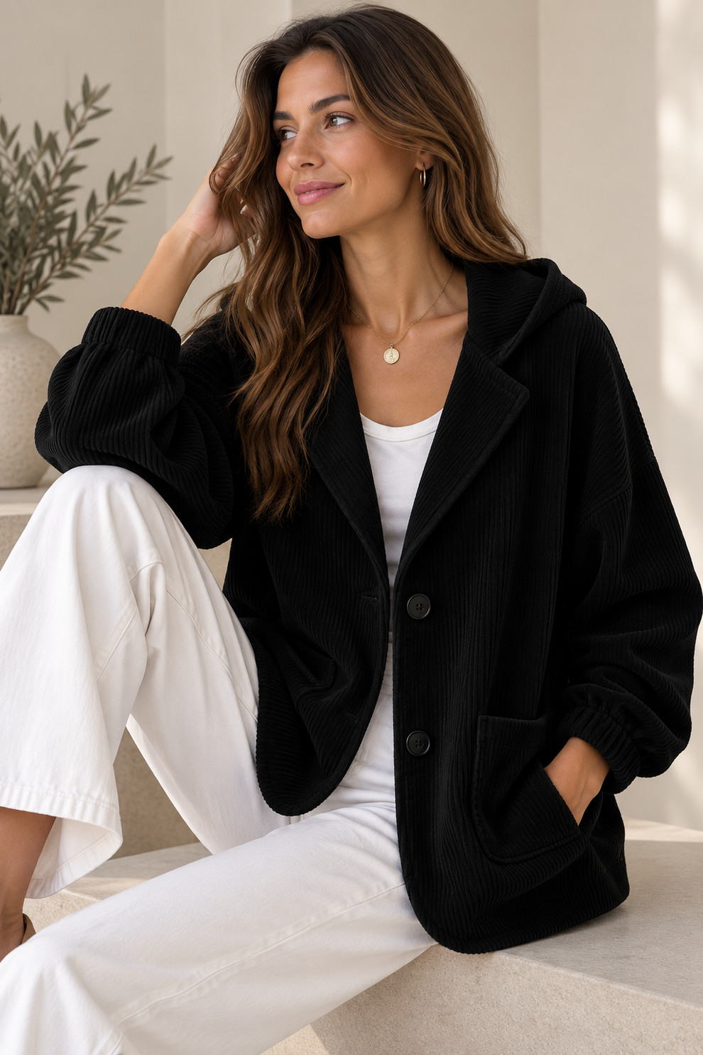 Nalina – Übergröße-Kapuzen Jacke Aus Cord