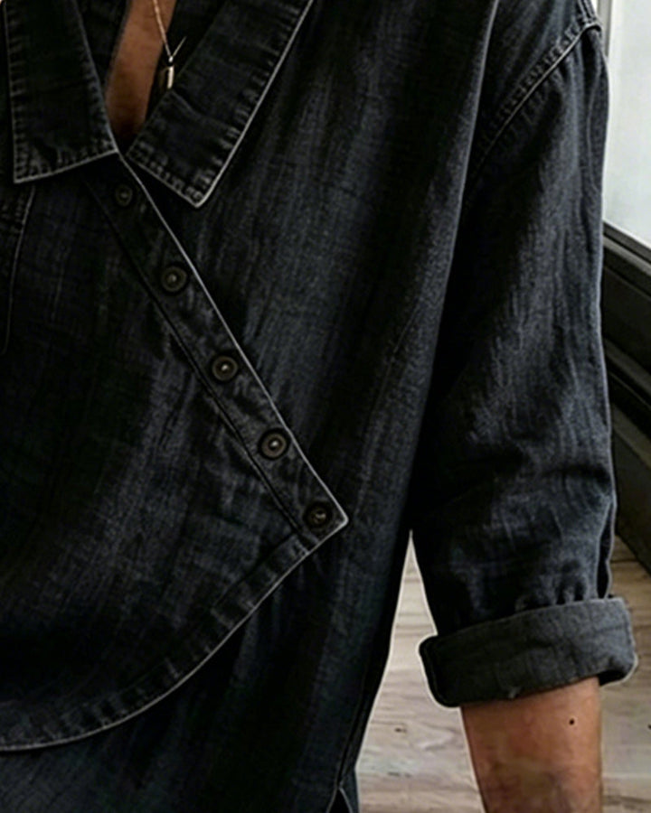Olizia – Schlichte Bluse Mit Diagonalem Knopfverschluss Am Kragen