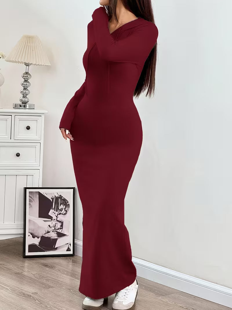 Dahye – Langärmliges Maxikleid Mit Kapuze