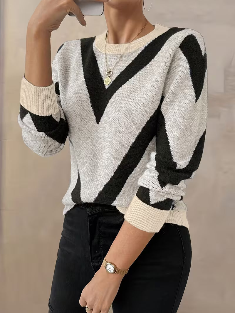 Minaza – Pullover Mit Rundhalsausschnitt Und Geometrischem Muster