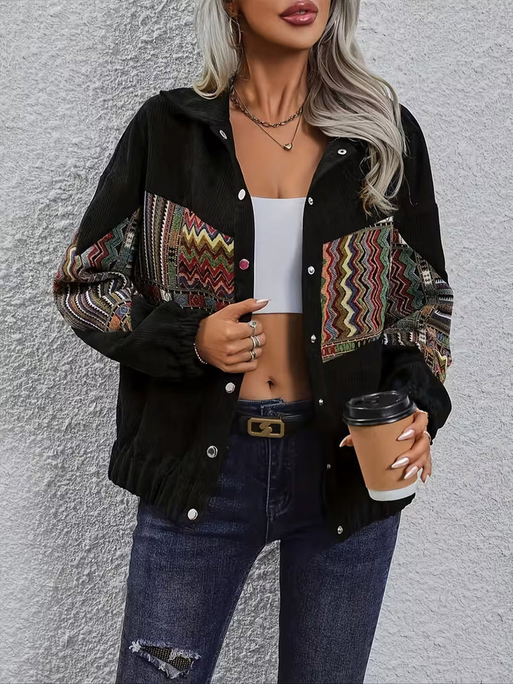 Denyque – Jacke mit Mehrfarbigem Geometrischem Patchwork Und Revers