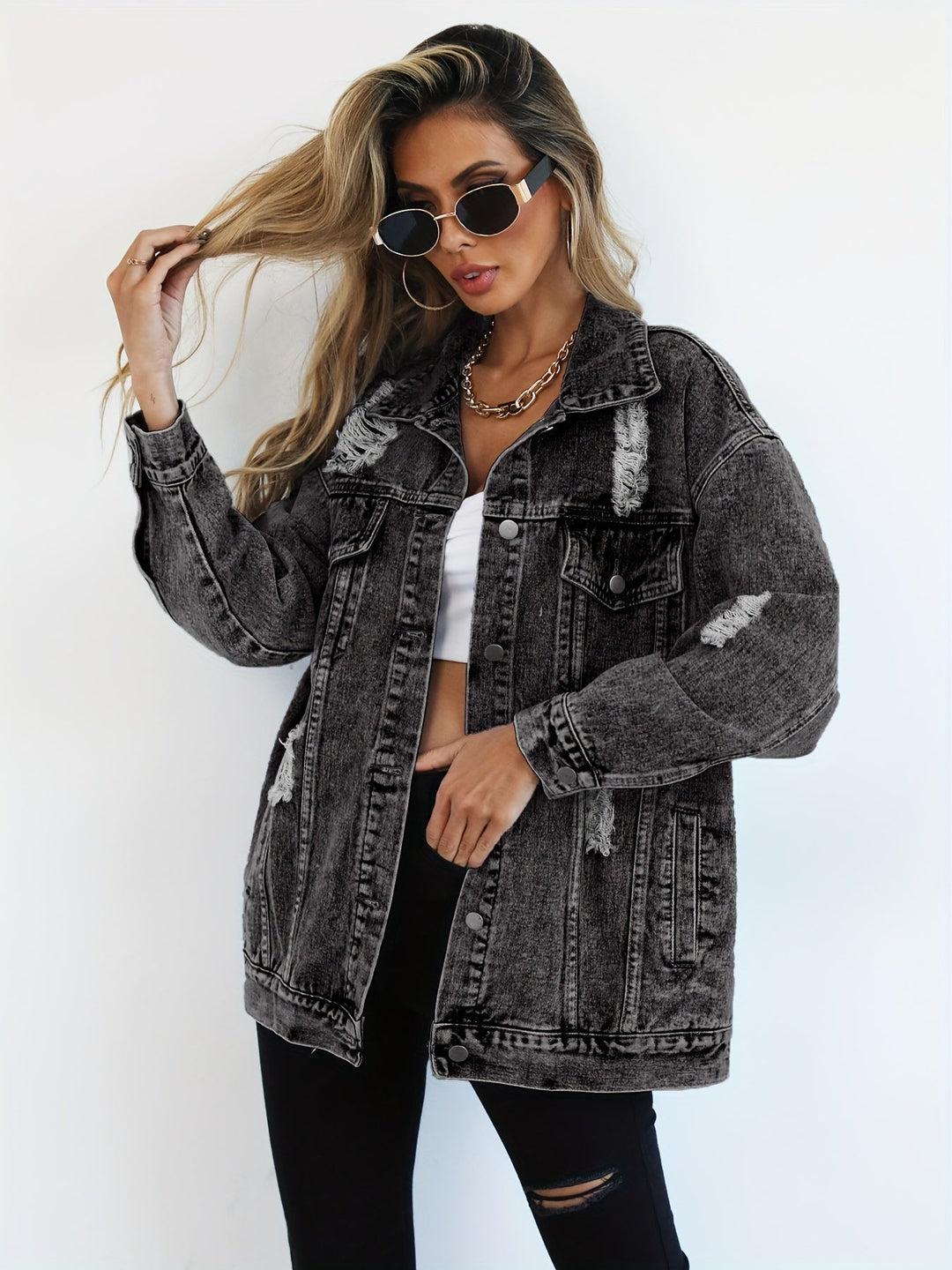 Keazjah - Jeansjacke Mit Weitem Schnitt