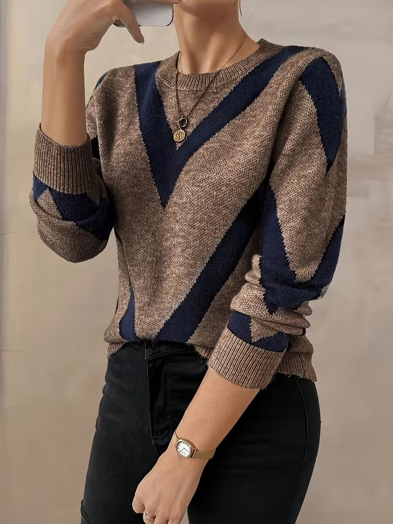 Minaza – Pullover Mit Rundhalsausschnitt Und Geometrischem Muster
