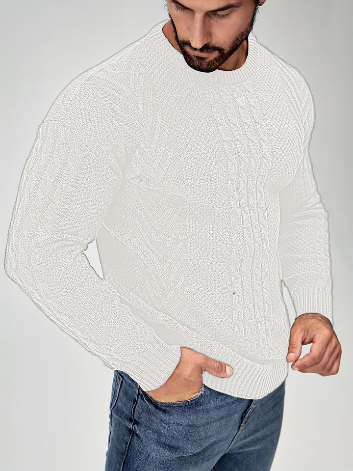 Eiduks – Klassischer Pullover mit Rundhalsausschnitt und Zopfmuster