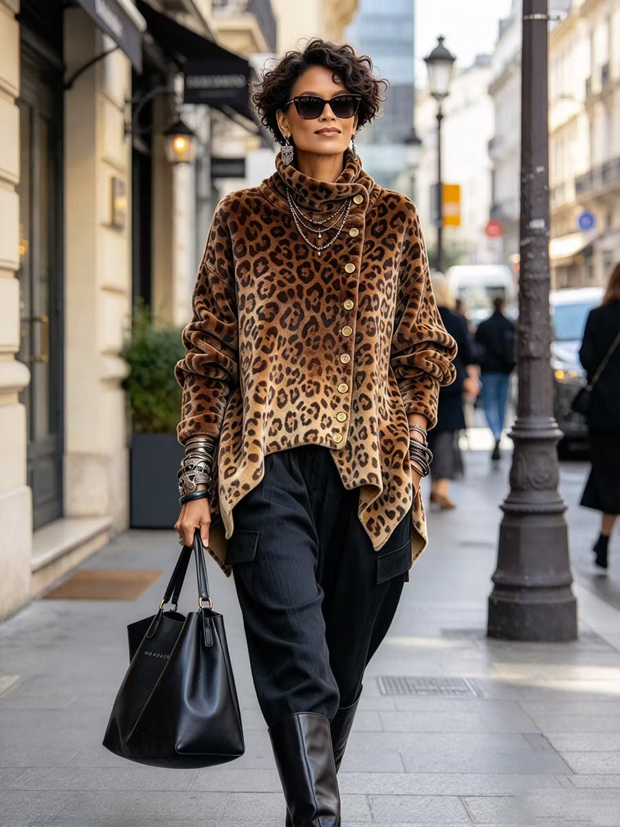 Lyrona – Langarm Bluse Mit Leoparden Muster