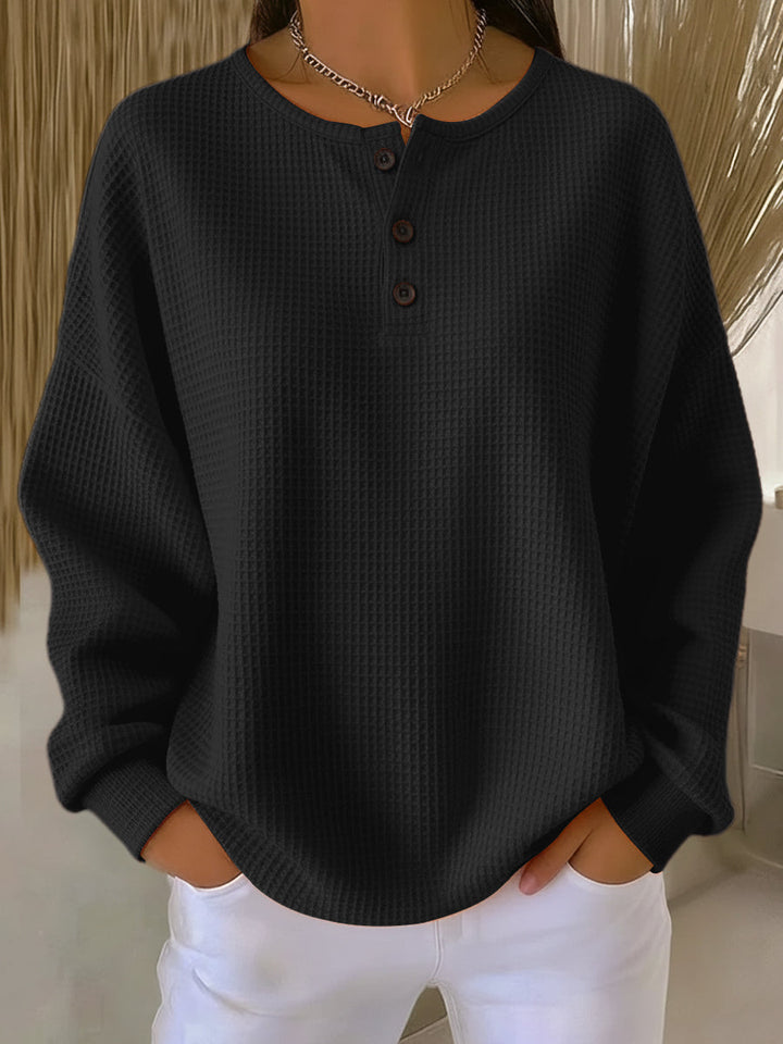 Ritona – Henley-Sweatshirt Aus Waffelpiqué