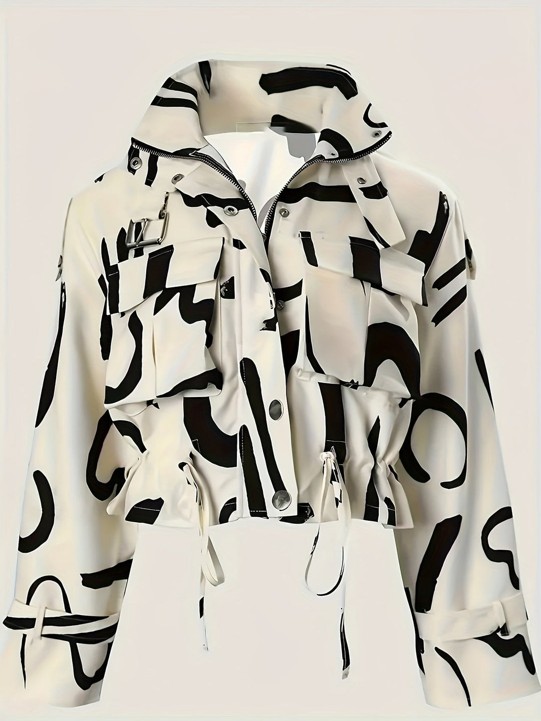 Fredely - Jacke Mit Kordelzug in Der Taille Und Mehreren Taschen