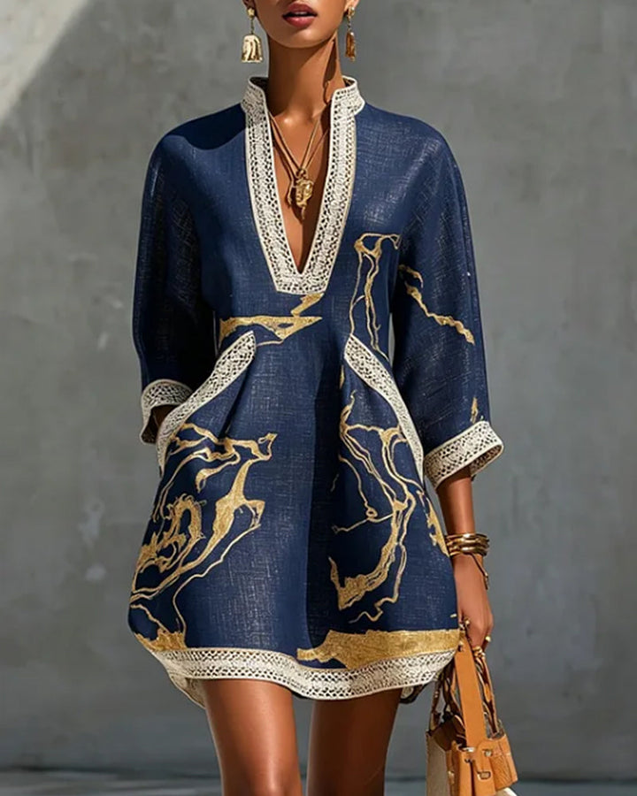 Soeun - Kleid Mit Hohem Kragen Und Halbhohlen Ärmeln