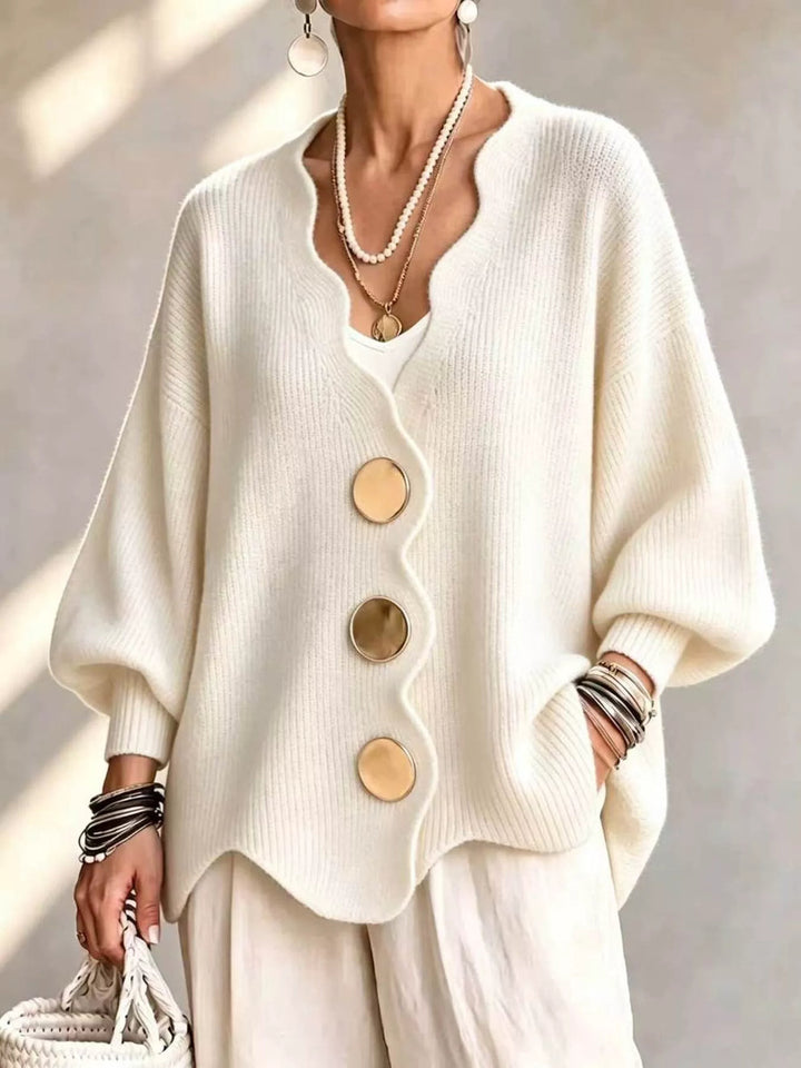 Gilian – Strickjacke Mit Knopfleiste Und Wellenrand