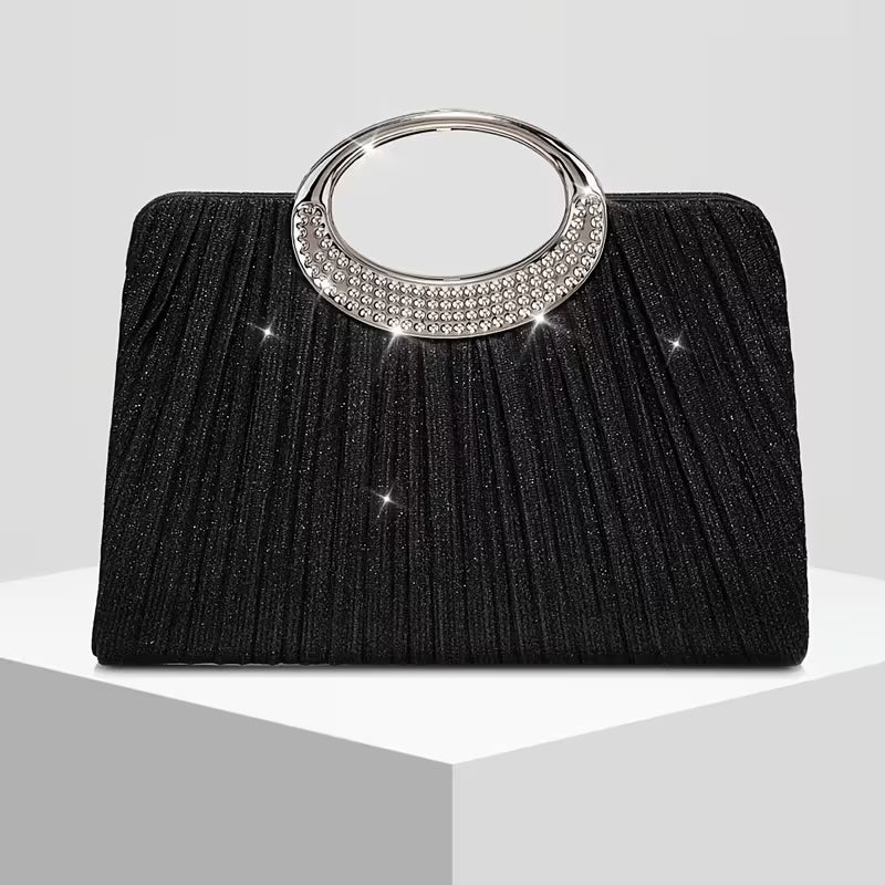 Lizzana – Glänzende, Runde, Plissierte Handtasche Mit Ringverschluss