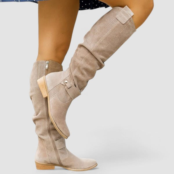 Yesinia – Kniestiefel Aus Wildleder Mit Reißverschluss
