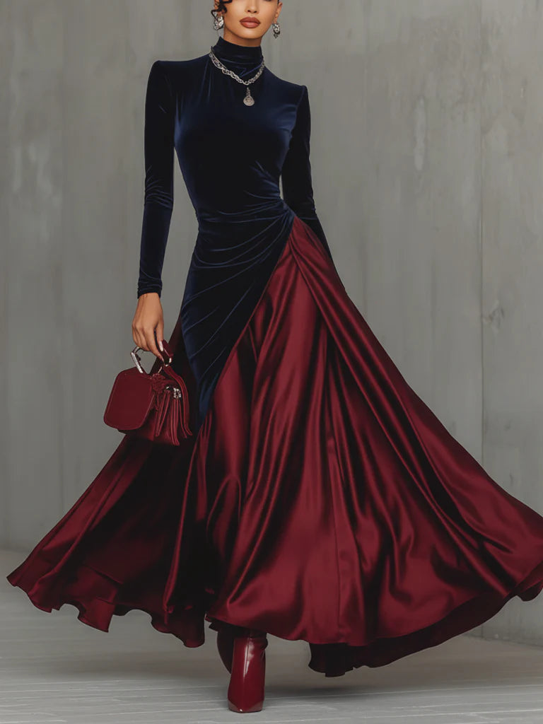 Lucrece - Zweifarbiges Langes Kleid