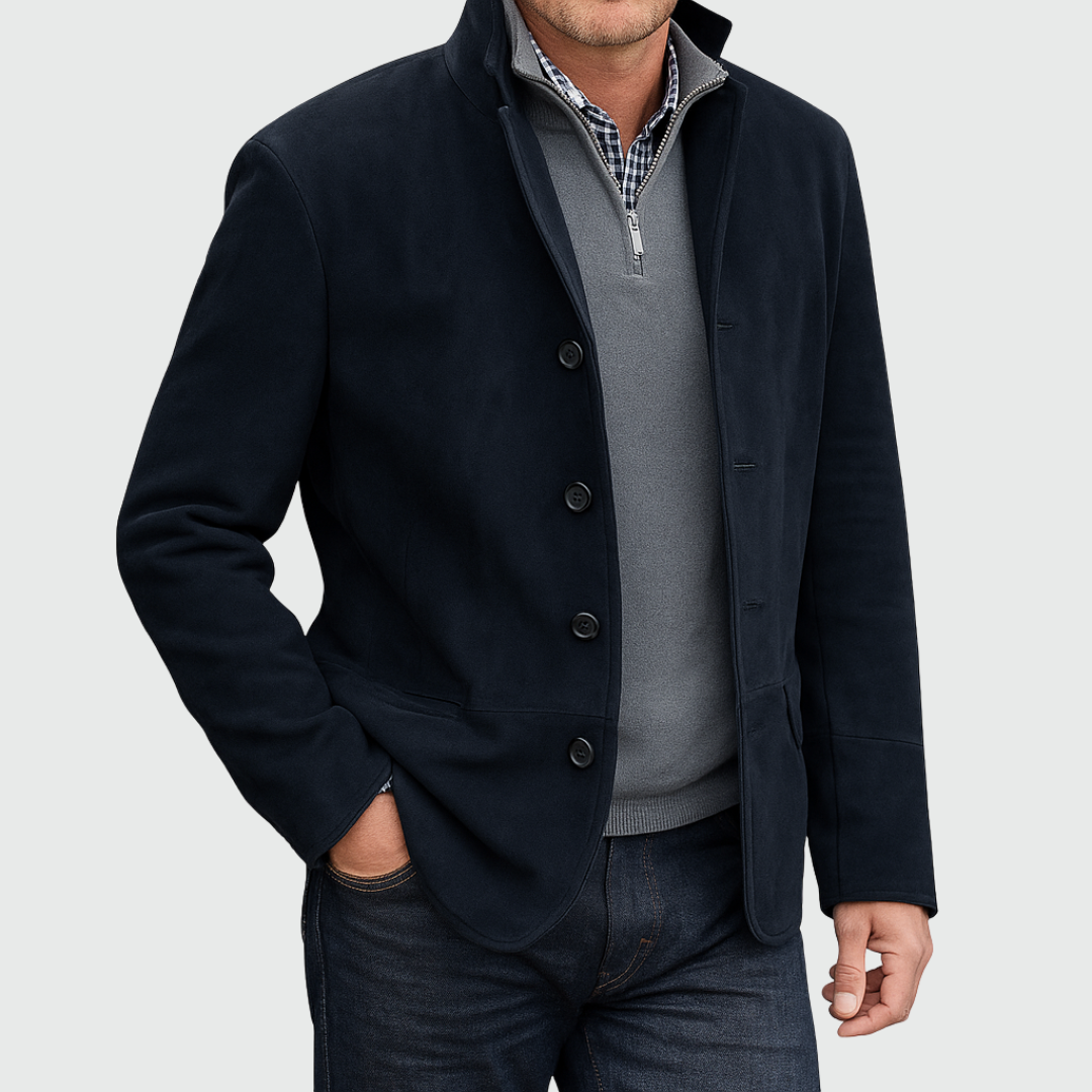 Ferdinando – Klassischer Blazer Aus Wildleder Mit Knopfleiste