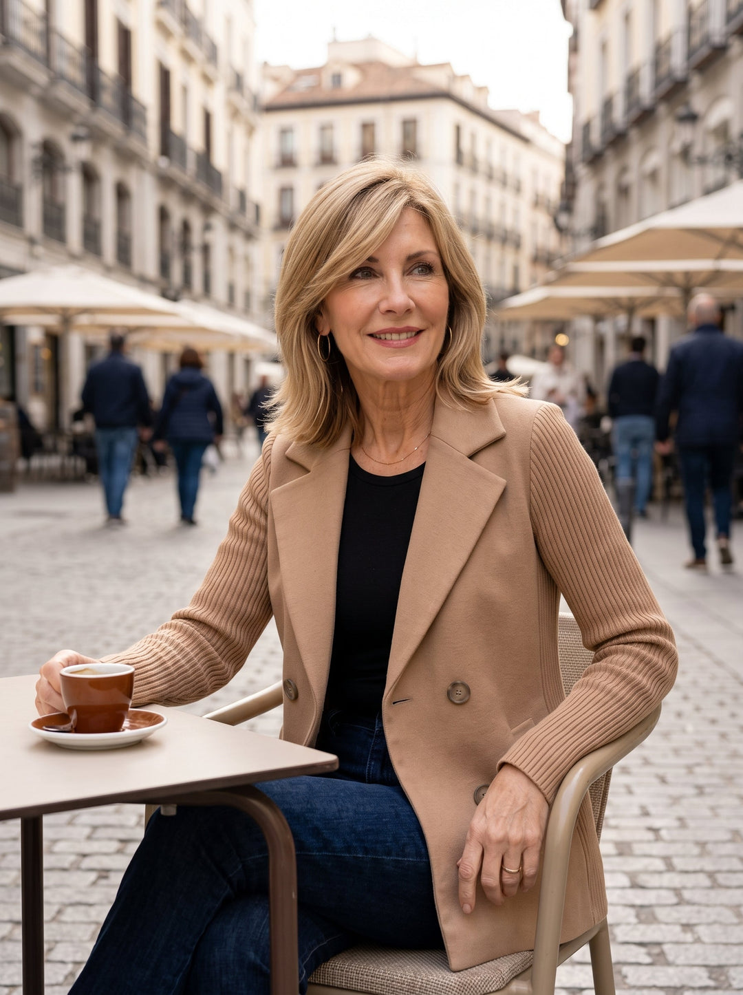 Nahide – Blazer mit Gerippten Ärmeln Und Reverskragen