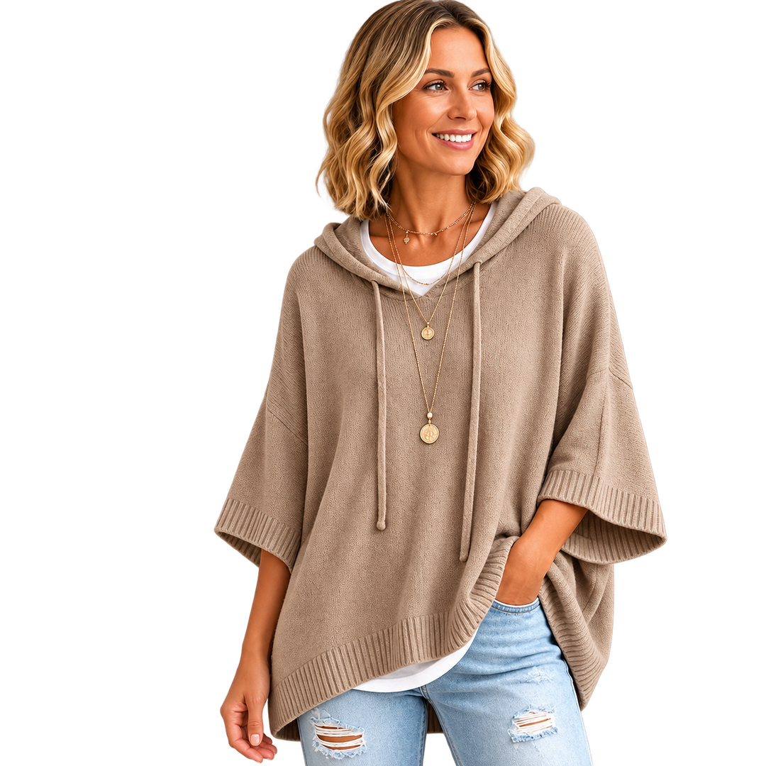 Kinala – Übergröße-Strick-Kapuzenpullover Mit Kordelzug