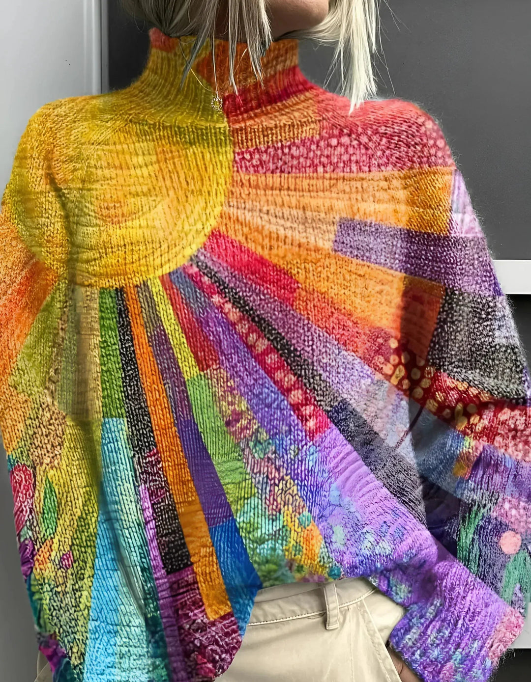 Isolina – Bunter Rollkragen Pullover