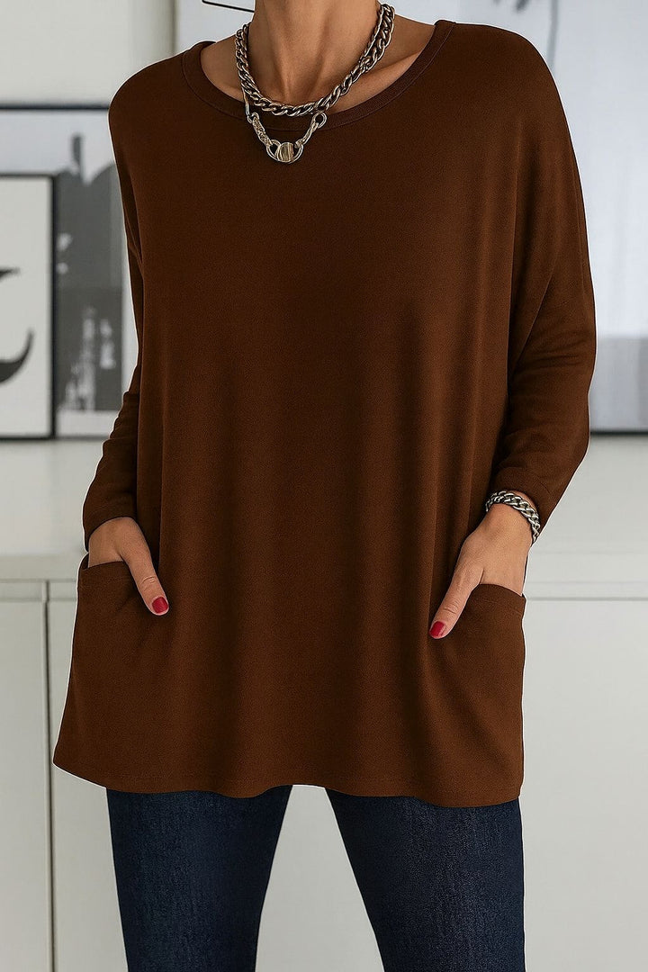 Noryn – Oversize-Pullover mit Rundhalsausschnitt und Taschen