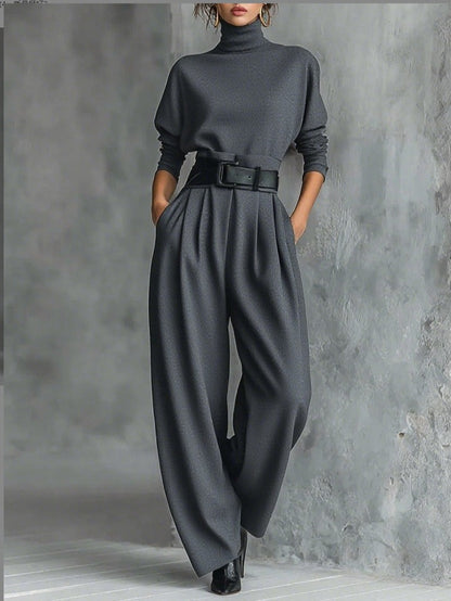 Melian – Jumpsuit Mit Rollkragen Weitem Bein Und Gürtel