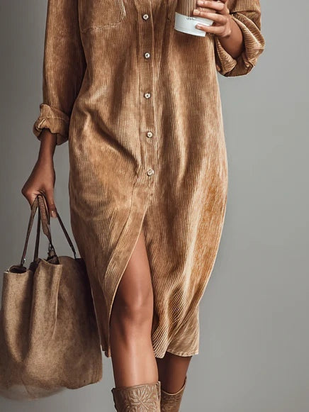 Nurcan – Hemdkleid mit Cord-Struktur und Taschen