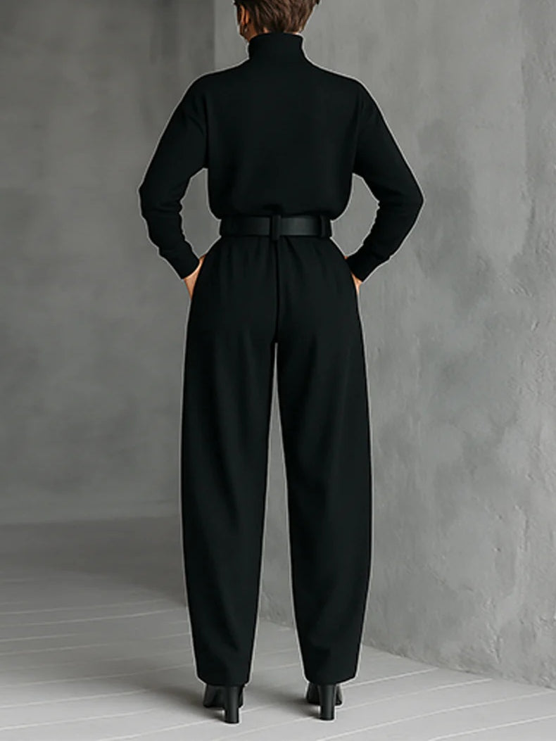 Melian – Jumpsuit Mit Rollkragen Weitem Bein Und Gürtel