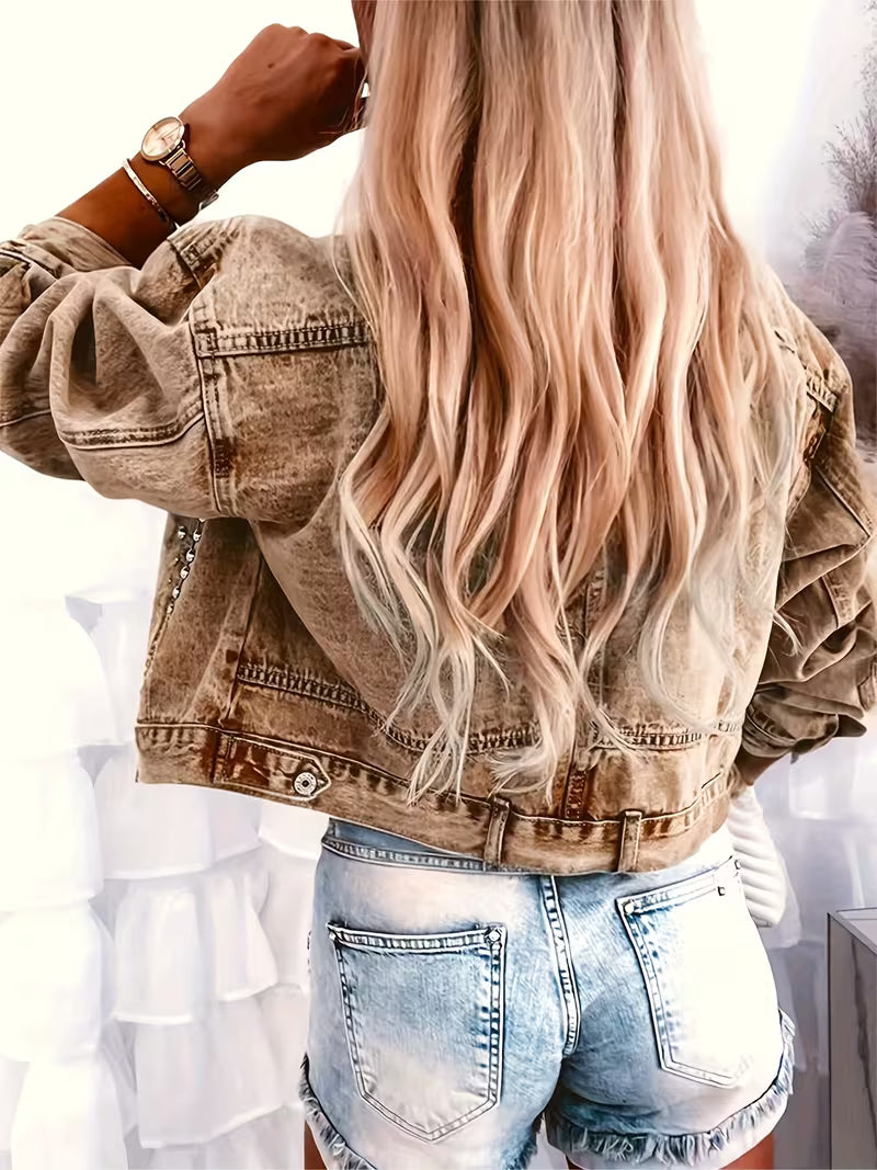 Lieana – Jeansjacke Mit Nieten Und Knöpfen