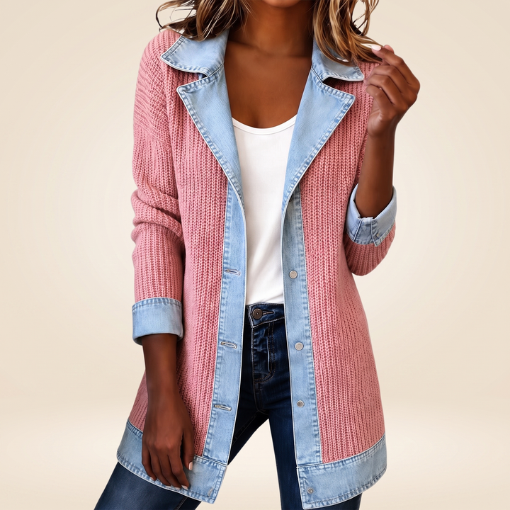 Dunja - Gestreifter Strickmantel