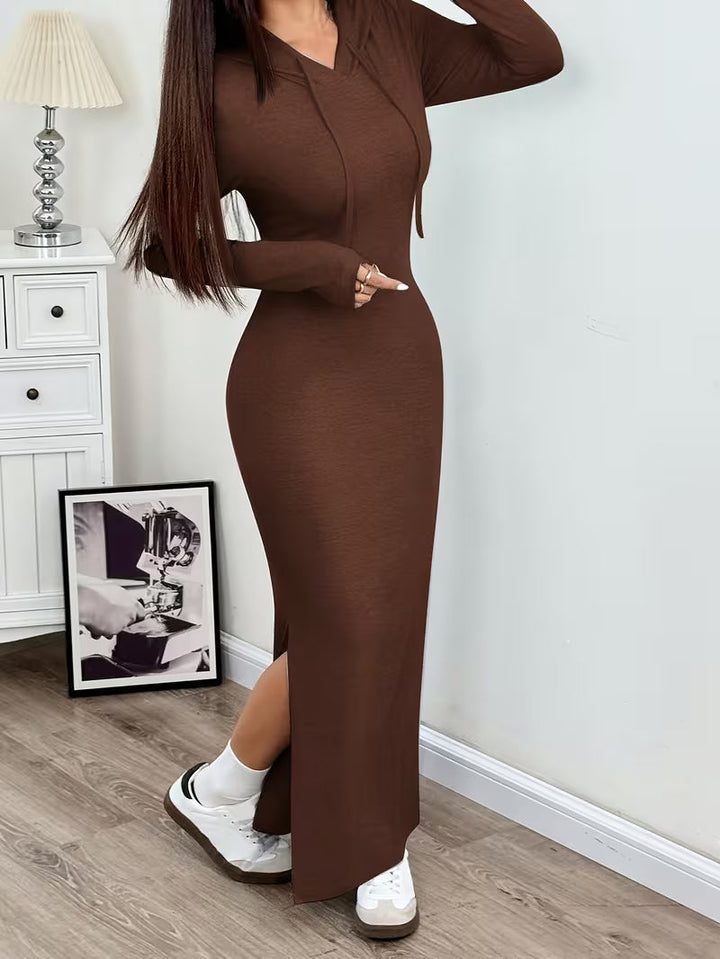 Dahye – Langärmliges Maxikleid Mit Kapuze