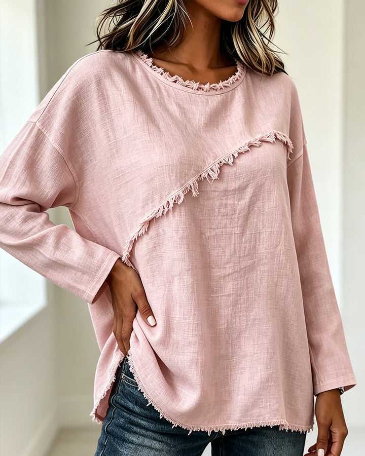 Myrtle – Bluse mit asymmetrischem Rundhalsausschnitt