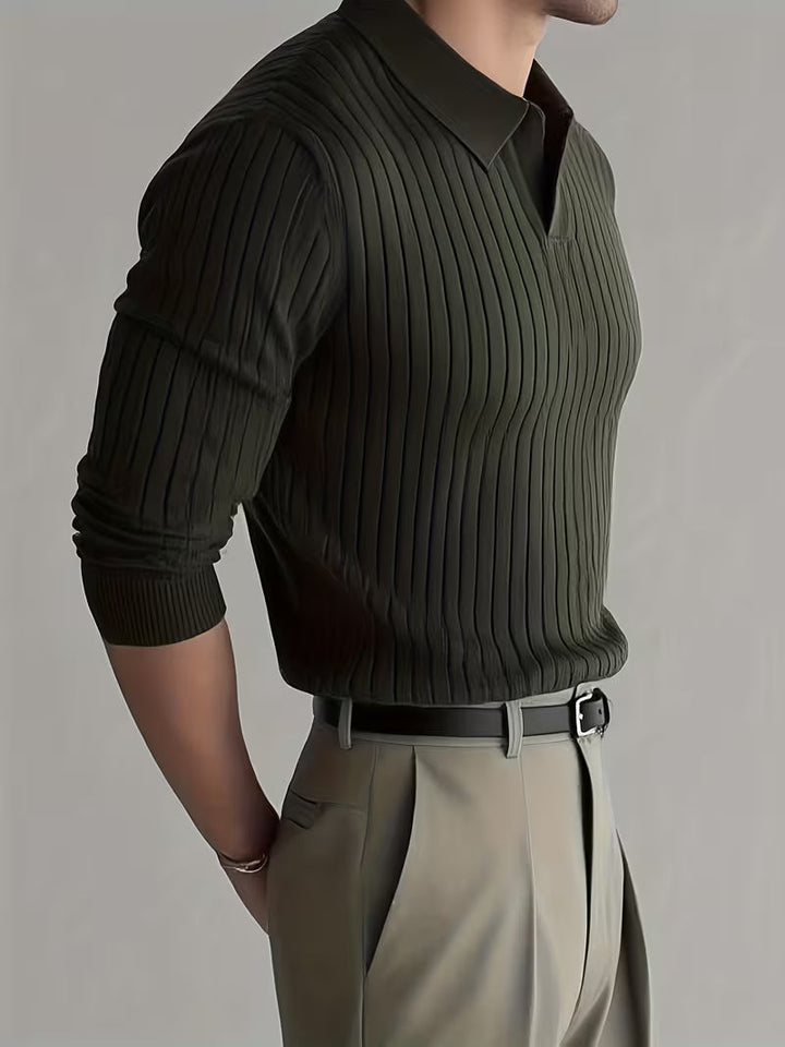 Kaeran – Eleganter Polo-Pullover Aus Geripptem Strick