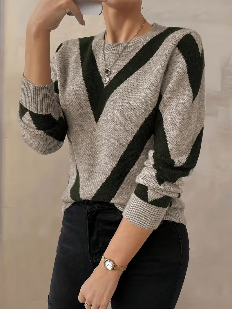 Minaza – Pullover Mit Rundhalsausschnitt Und Geometrischem Muster