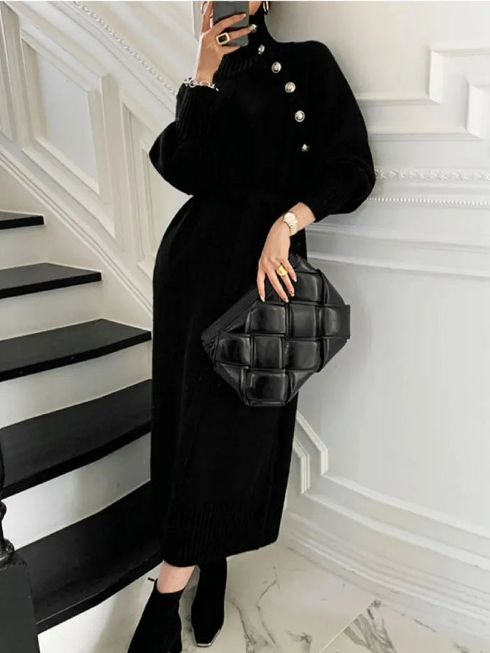 Nassra - Elegantes Rollkragen Kleid