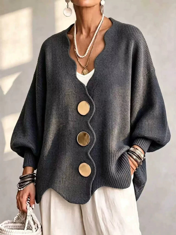 Gilian – Strickjacke Mit Knopfleiste Und Wellenrand