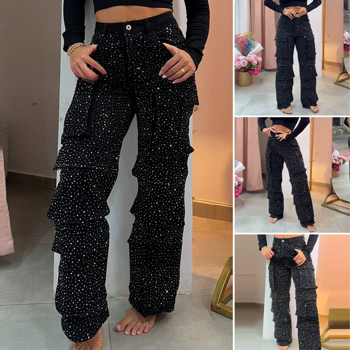 Leseli - Elegante Cargo Hose Mit Schimmerndem Finish