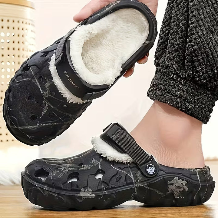 Sjoukje – Mit Fleece Gefütterte Clogs im Camouflage Schau mit Verstellbaren Riemen